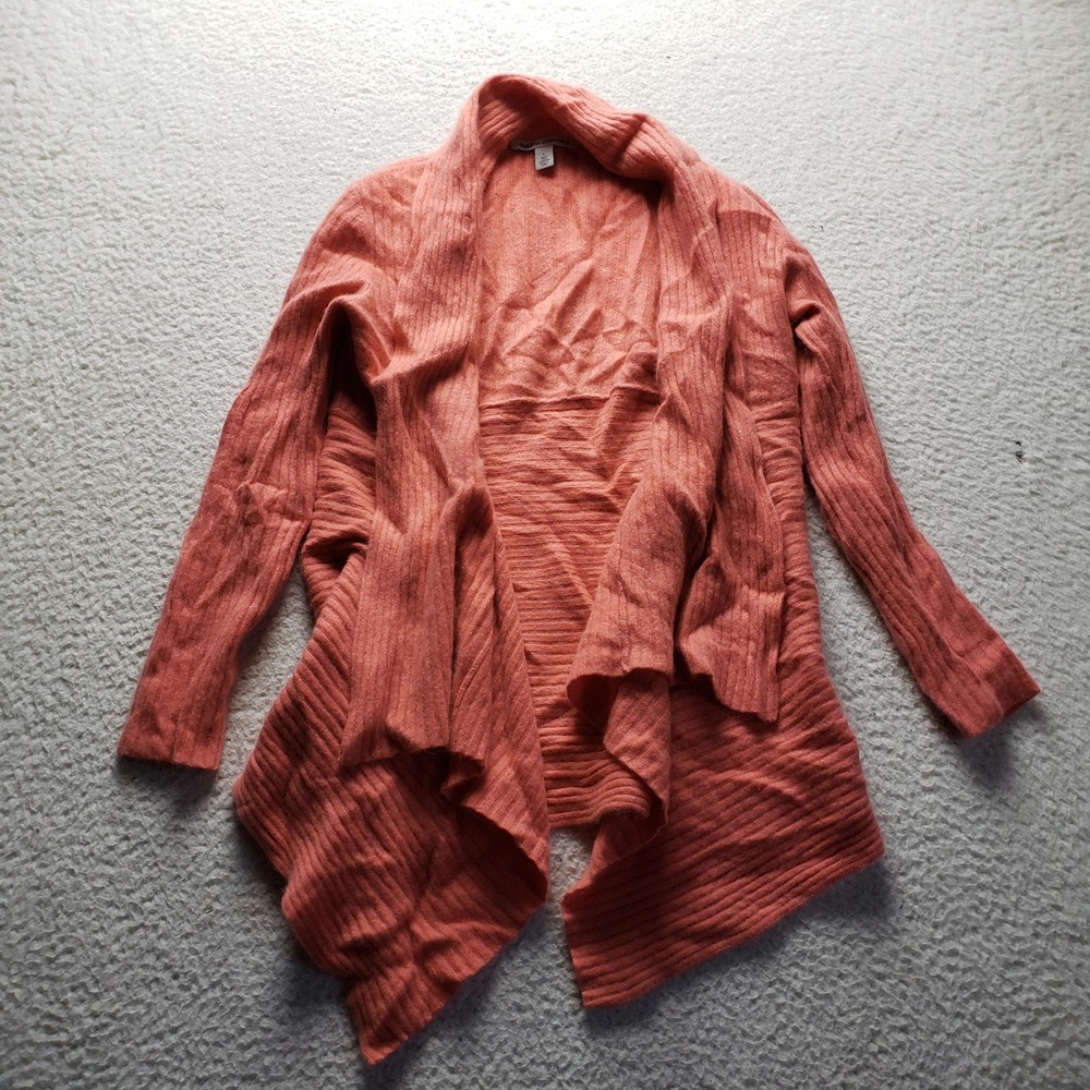 Autumn Cashmere Sweater Cardigan Womens Large Pink V Neck Open Front Knit